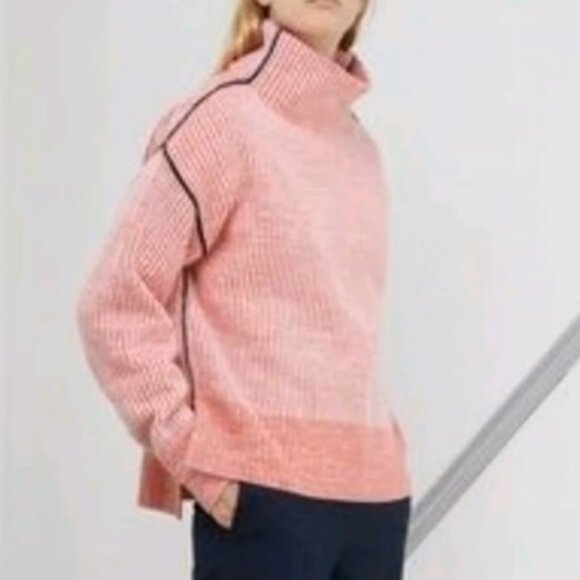 Soft Surroundings Selene Mock Pullover Sweater Ribbed Coral Oversized Wool M - Picture 2 of 16